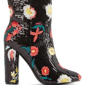 JustFab Black Floral Froita Bootie